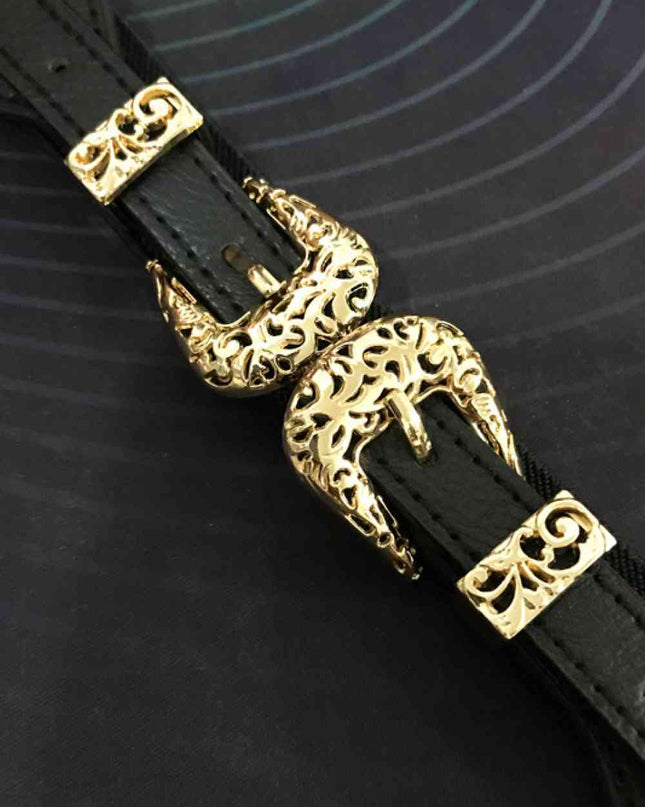 Double Buckle PU Leather Belt