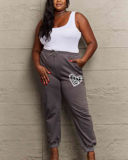 Simply Love Simply Love Full Size Drawstring Heart Graphic Long Sweatpants