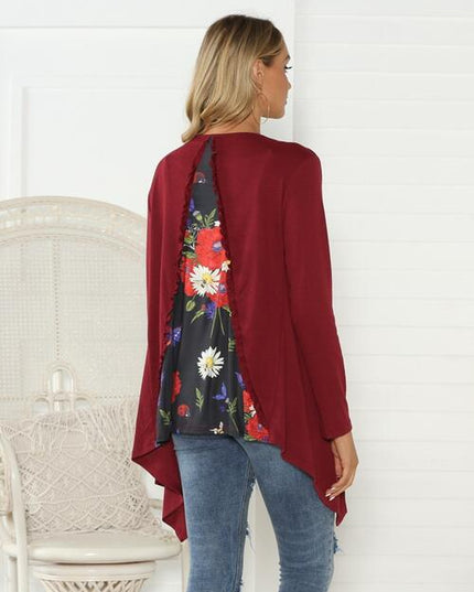 Floral Open Front Long Sleeve Cardigan