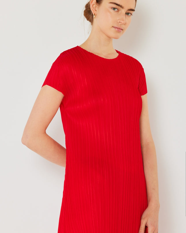 Marina West Swim Pleated Cap Sleeve A-Line Dress