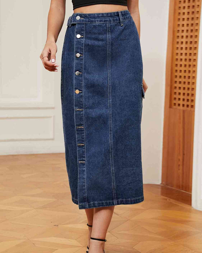 Button Down Denim Skirt