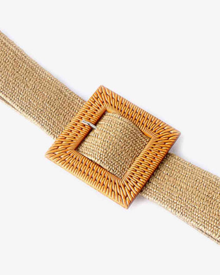 Square Buckle Elastic Braid Belt