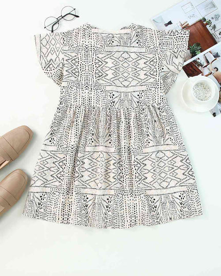 Embroidered Printed Flutter Sleeve Blouse