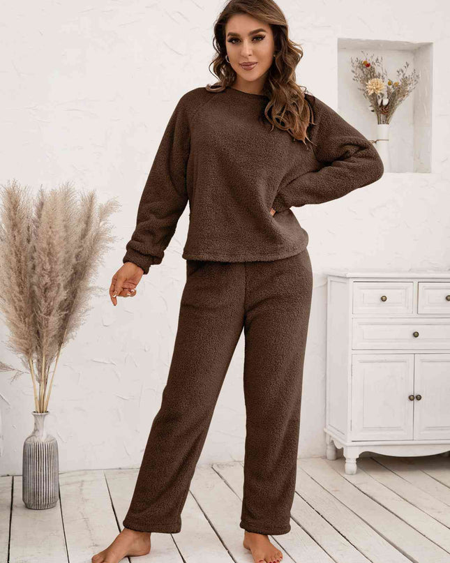 Teddy Long Sleeve Top and Pants Lounge Set