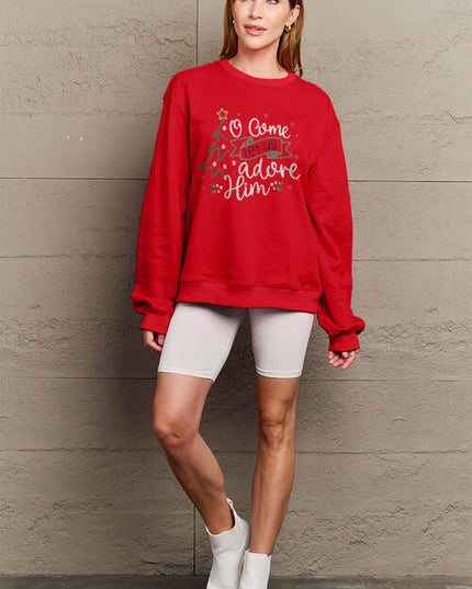 Simply Love Full Size Letter Graphic Long Sleeve Sweatshirt