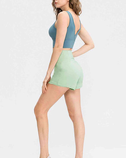 Wide Waistband Sports Shorts with Pockets