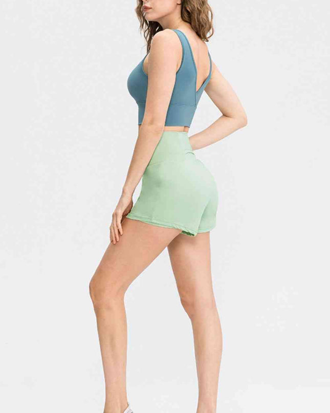 Wide Waistband Sports Shorts with Pockets