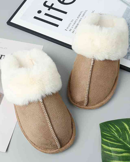 Faux Suede Center Seam Slippers