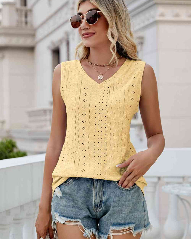 Eyelet V-Neck Tank