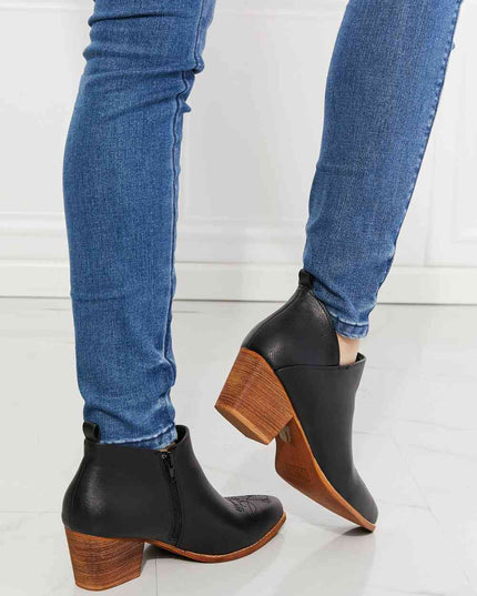 MMShoes Trust Yourself Embroidered Crossover Cowboy Bootie in Black