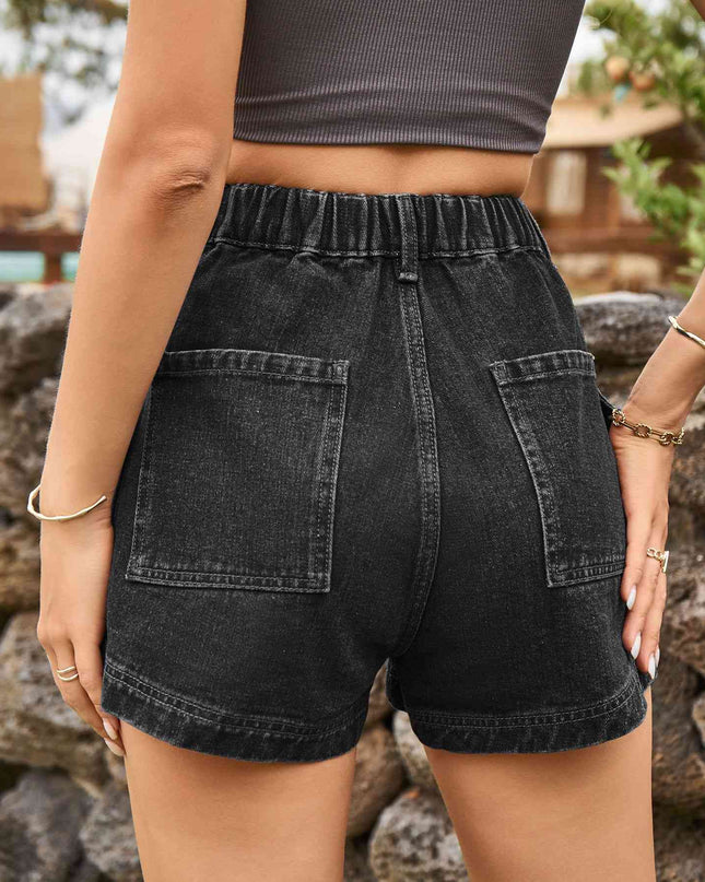 High-Waist Denim Shorts with Pockets