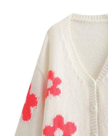 Floral Button Up V-Neck Cardigan