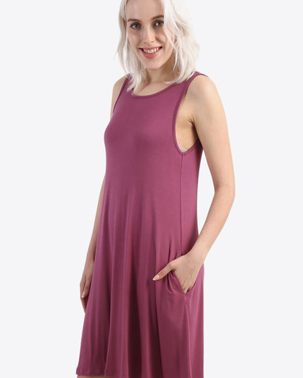 Cutout Scoop Neck Sleeveless Dress with Pockets