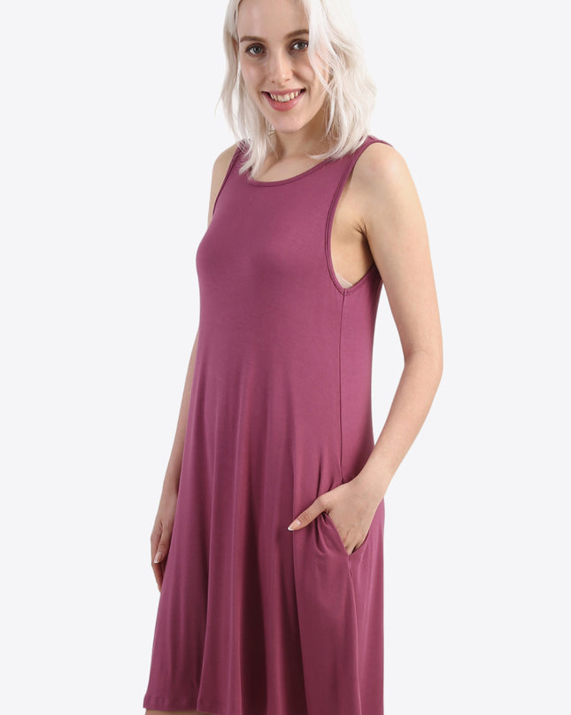 Cutout Scoop Neck Sleeveless Dress with Pockets