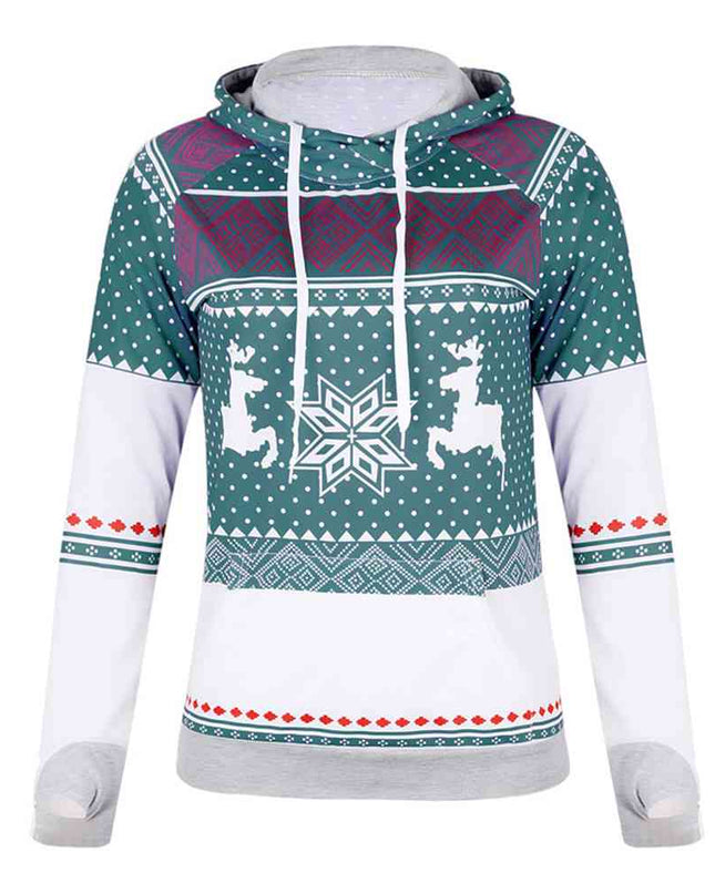Printed Long Sleeve Hoodie with Pocket