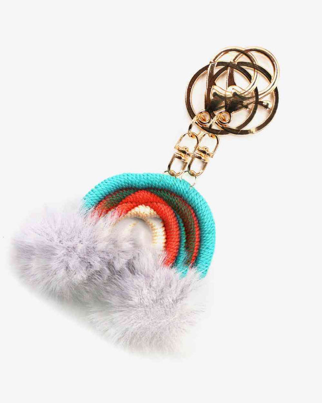 Assorted 4-Pack Rainbow Pom Pom Keychain
