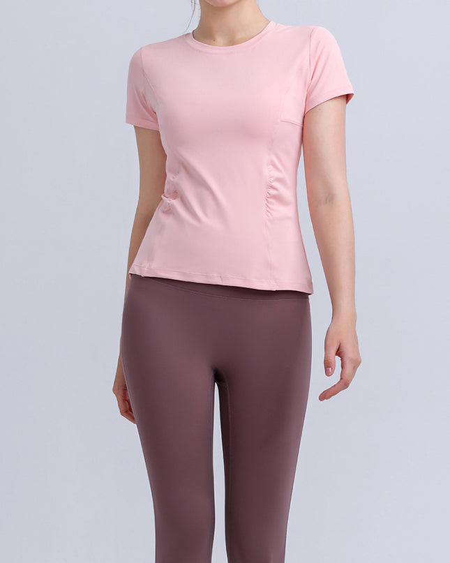 Round Neck Short Sleeve Active Top