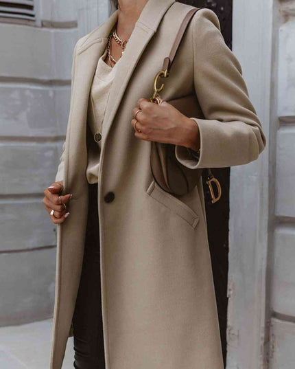 Long Sleeve Longline Coat with Pockets