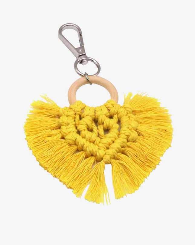 Assorted 4-Pack Heart-Shaped Macrame Fringe Keychain