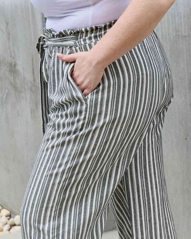 Heimish Find Your Path Full Size Paperbag Waist Striped Culotte Pants