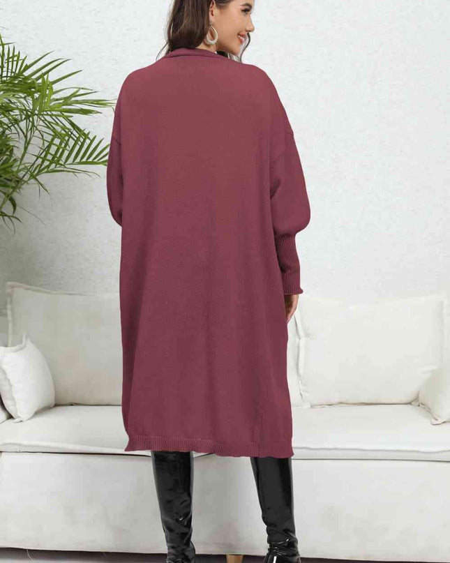 Open Front Dropped Shoulder Cardigan