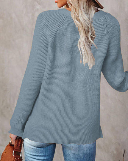 Half Button Long Sleeve Knit Top