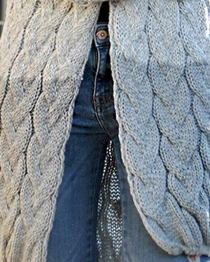 Color Block Open Front Cable-Knit Cardigan