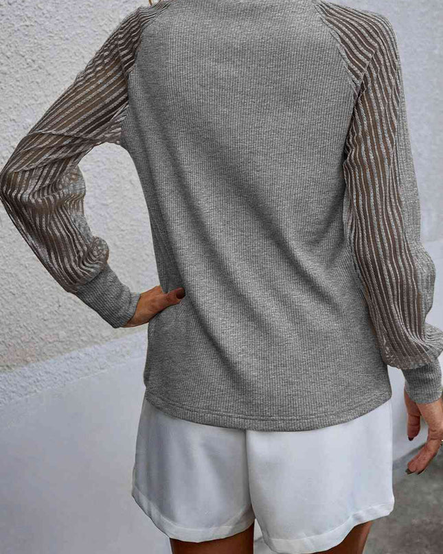 Round Neck Raglan Sleeve Knit Top