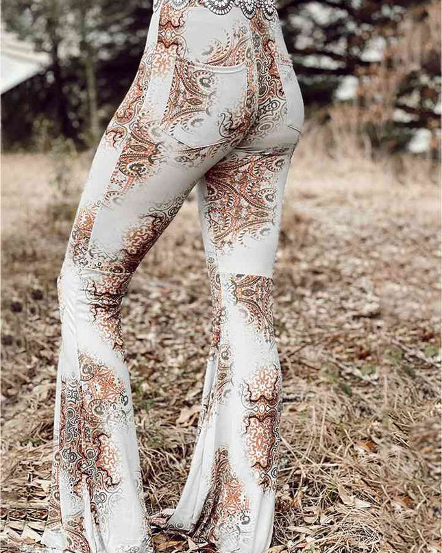 Printed Bodyline Flare Pants