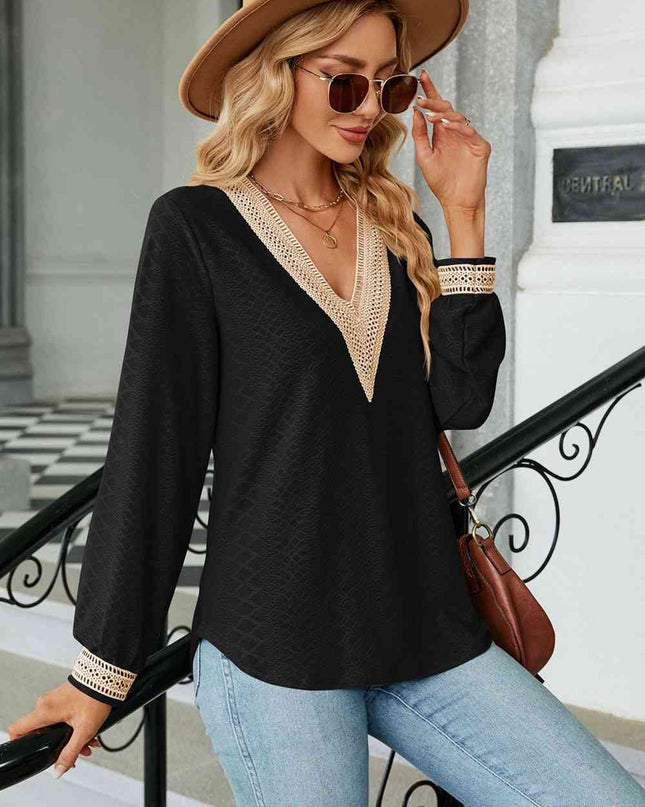 V-Neck Long Sleeve Blouse