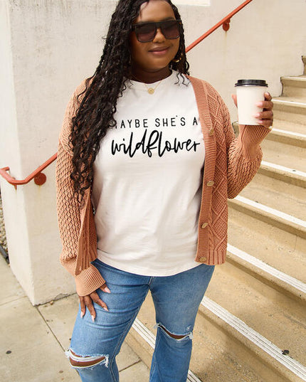 Simply Love Full Size MAYBE SHE'S A WILDFLOWER Short Sleeve T-Shirt