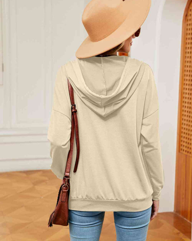 Quarter-Snap Drawstring Hoodie