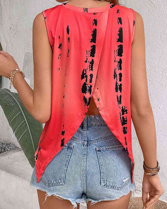 Printed Round Neck Sleeveless Tank Top