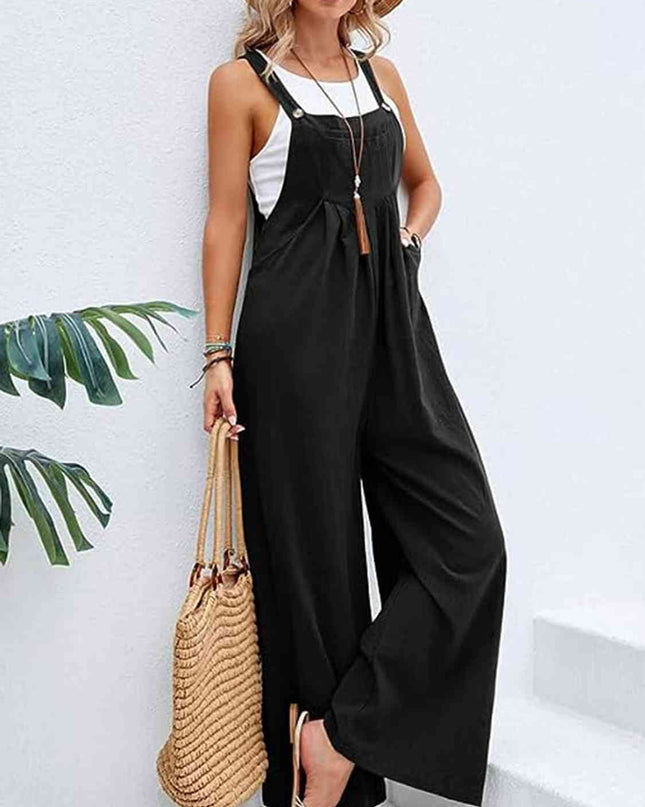Full Size Wide Leg Overalls with Pockets