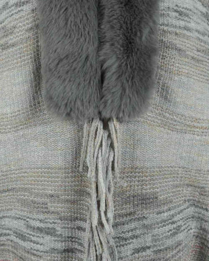 Open Front Fringe Hem Poncho