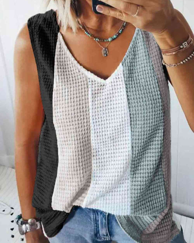 Color Block V-Neck Tank Top