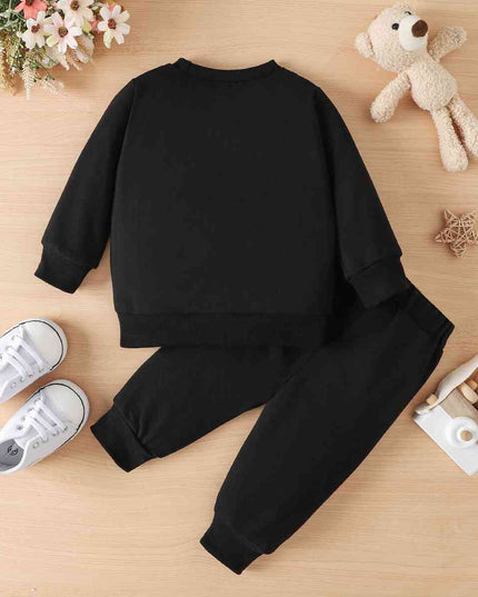 LITTLE BOSS Round Neck Long Sleeve Tee and Pants Set