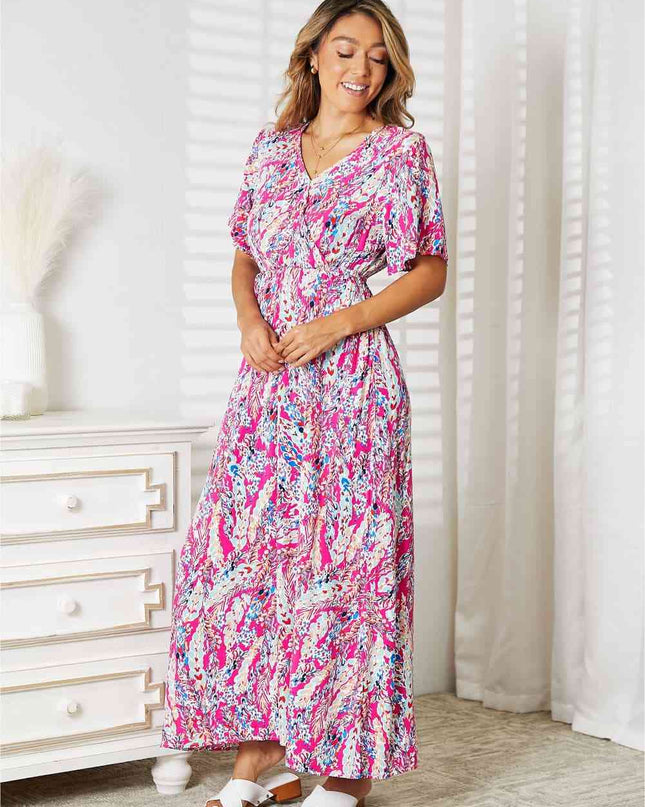 Double Take Multicolored V-Neck Maxi Dress