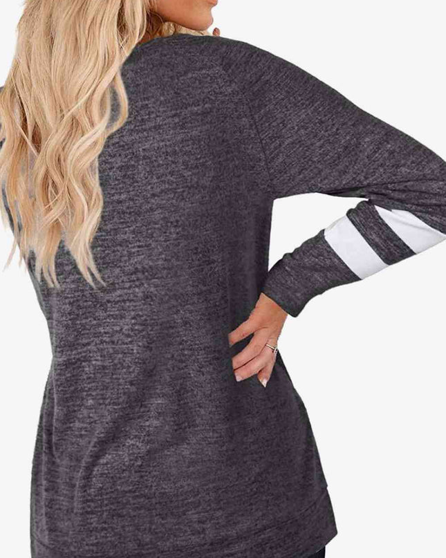 Striped Contrast Raglan Sleeve Top