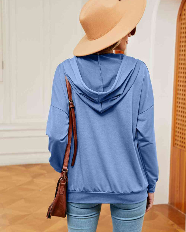 Quarter-Snap Drawstring Hoodie
