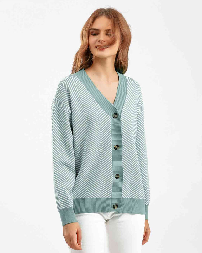 Button Down V-Neck Cardigan