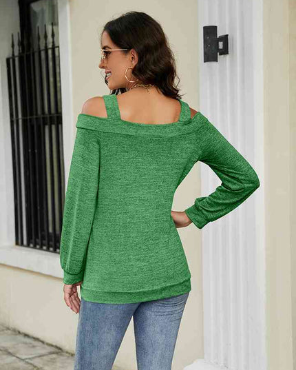 Cold Shoulder Cutout Square Neck Blouse