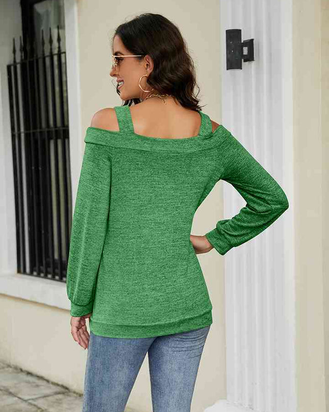 Cold Shoulder Cutout Square Neck Blouse