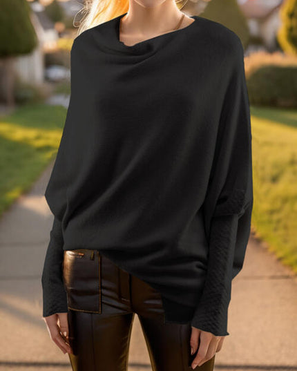 Texture Round Neck Long Sleeve Sweater