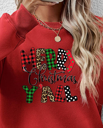 Letter Graphic Round Neck Long Sleeve Sweatshirt