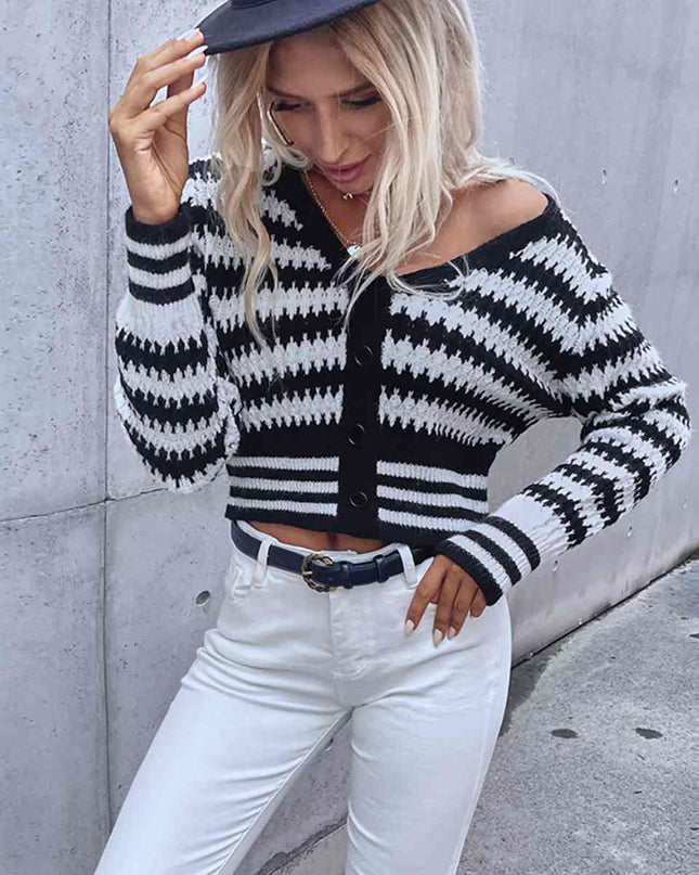 Houndstooth V-Neck Button Front Cardigan