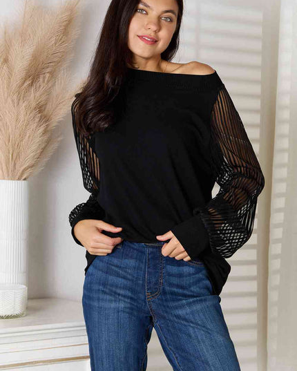 Double Take Round Neck Raglan Sleeve Blouse