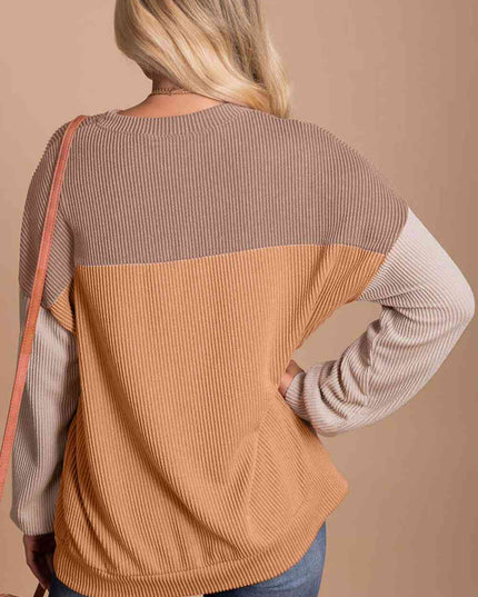 Color Block Dropped Shoulder T-Shirt