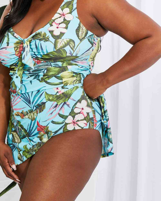 Marina West Swim Full Size Sail With Me V-Neck Swim Dress in Turquoise