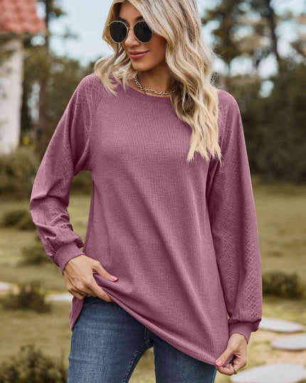 Round Neck Raglan Sleeve Sweatshirt